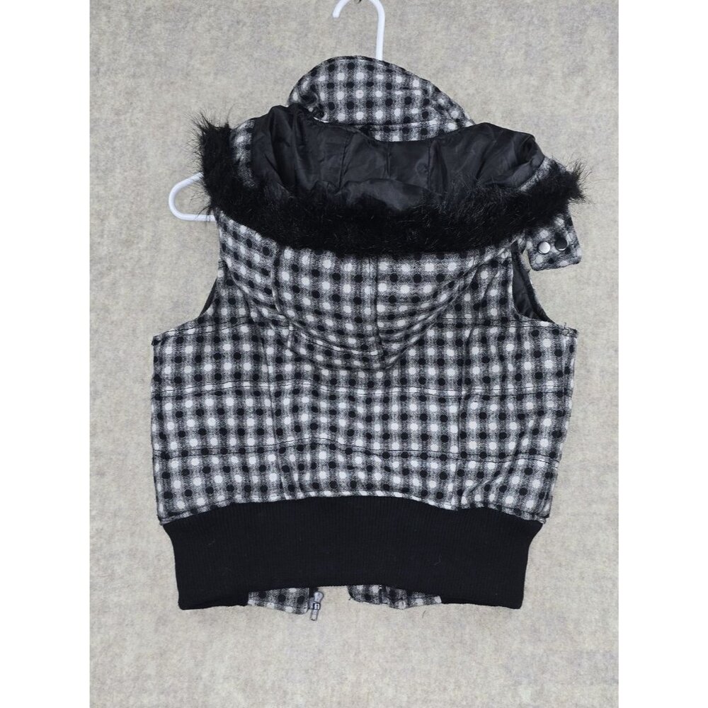 Urban Behavior Womens Black & White Plaid Sleeveless Button-Front Vest Medium - Picture 2 of 9
